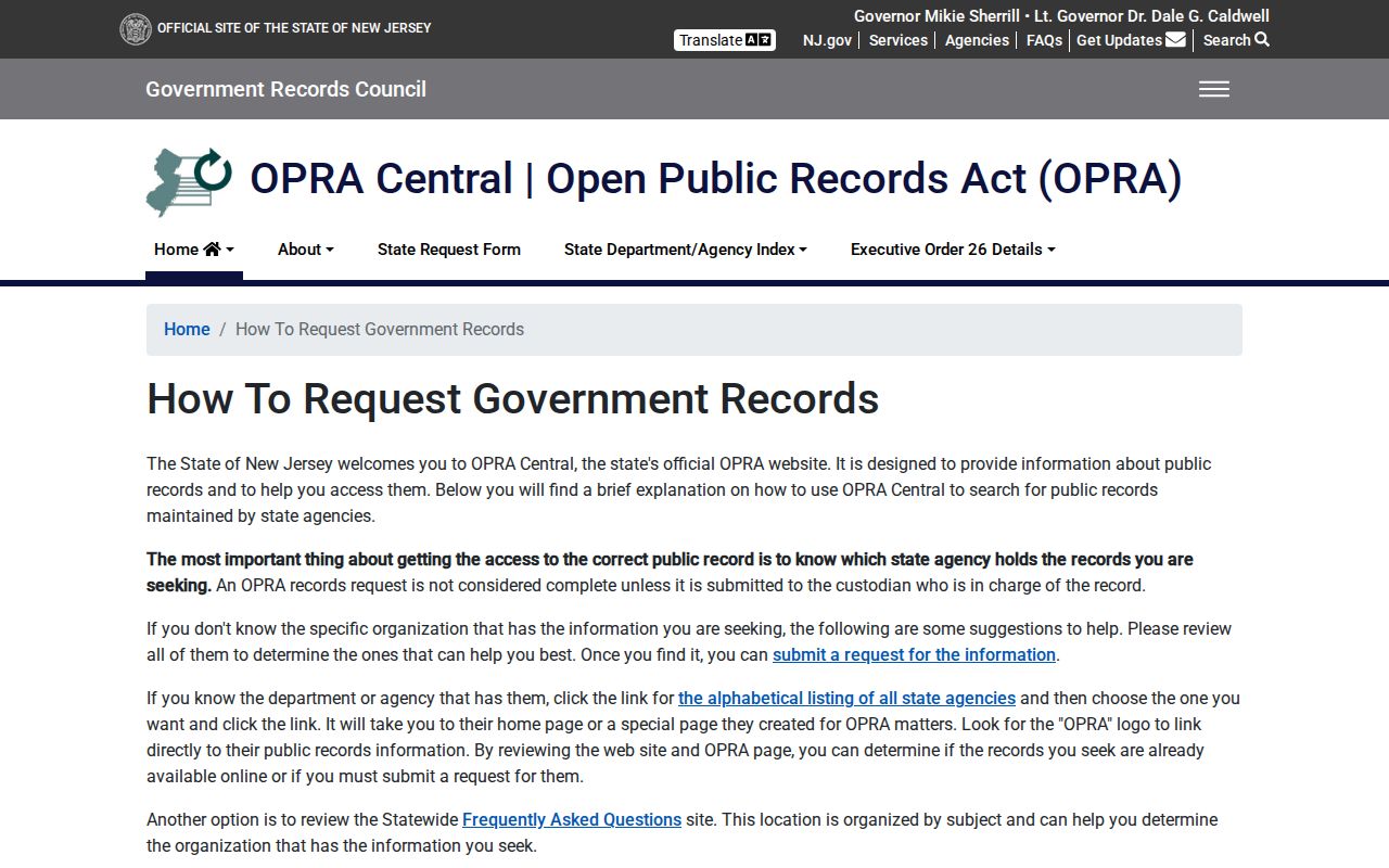 Trenton resident-directory New Jersey OPRA request guidance