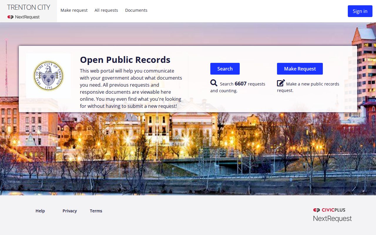Trenton resident lookup public-records request portal